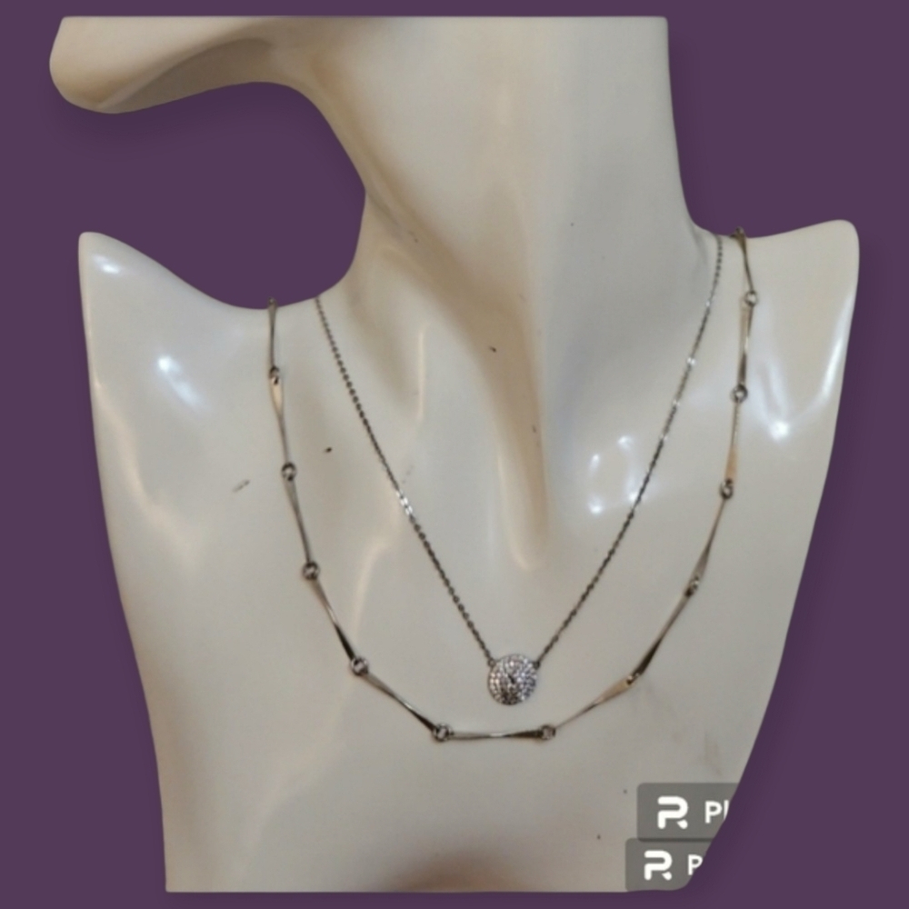 3/$30 Set of Two Silvertone Chain Necklaces